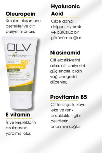 OLV SPF 50+ Yaşlanma Karşıtı & Leke Karşıtı Güneş Kremi 50 ml