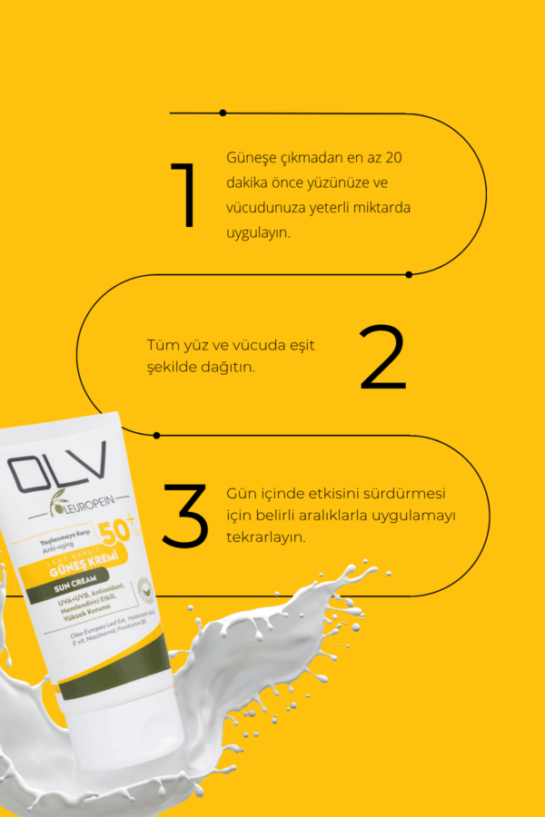 OLV SPF 50+ Yaşlanma Karşıtı & Leke Karşıtı Güneş Kremi 150 ml - Görsel 7