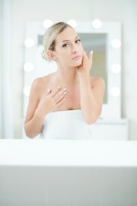 Woman enjoying lotion effect