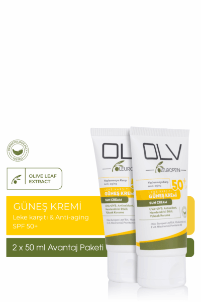 OLV SPF 50+ Yaşlanma Karşıtı & Leke Karşıtı Güneş Kremi (2×50 ml) (2’li Avantajlı Paket)