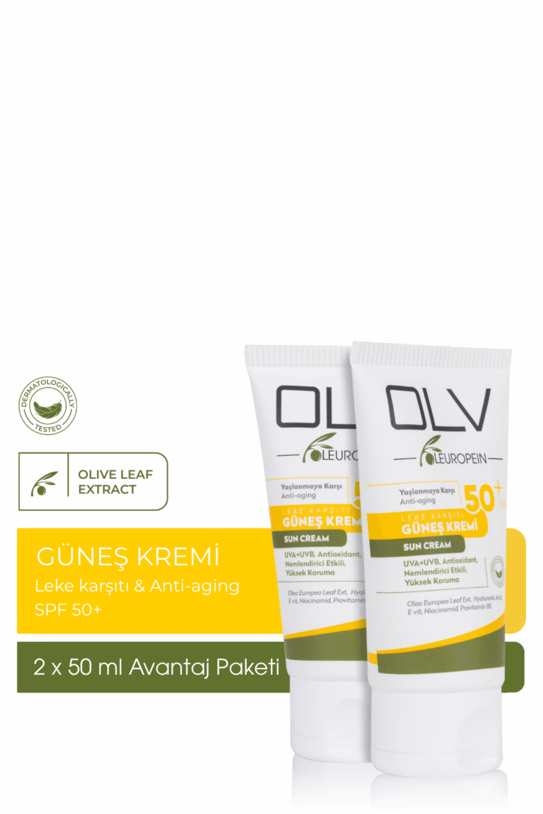 OLV SPF 50+ Yaşlanma Karşıtı & Leke Karşıtı Güneş Kremi (2x50 ml) (2'li Avantajlı Paket)