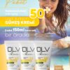 OLV SPF 50+ Yaşlanma Karşıtı & Leke Karşıtı Güneş Kremi (3*150 ml) 3’lü Süper Avantaj Paketi