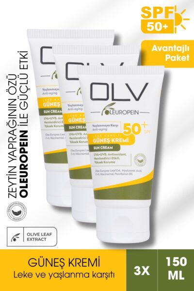OLV SPF 50 Güneş Kremi Süper Avantaj Paketi  – 3 x 150 ml