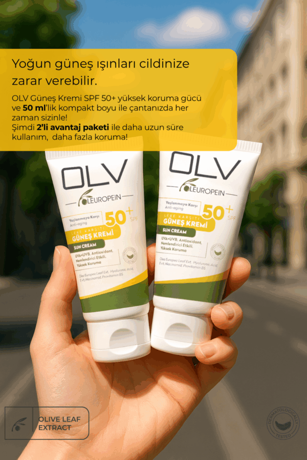 OLV SPF 50+ Yaşlanma Karşıtı & Leke Karşıtı Güneş Kremi (2x50 ml) (2'li Avantajlı Paket) - Görsel 6