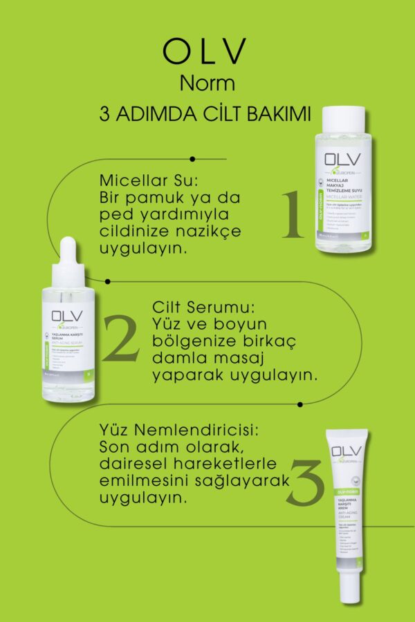OLV Norm Yüz Bakım Seti – Yüz Kremi + Cilt Serumu + Misel Su (3’lü Avantaj Paketi) - Görsel 6