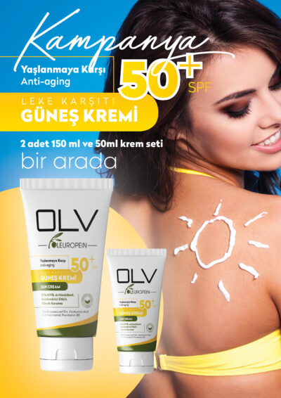 OLV SPF 50+ Yaşlanma Karşıtı Leke Karşıtı Güneş Kremi Seti 150 ml 3’lü Süper Avantajlı Paket